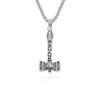 Collar de acero de titanio vikingo nórdico Odín Thor Martillo Colgante de acero inoxidable para hombre personalizado vintage