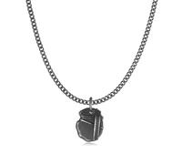 Collar de Acero Inoxidable 316L de Piedra Sagrada con Ataduras en Varios Sentidos, que Simboliza Fortaleza. Colgante de Acero Quirúrgico con Baño en Plata u Oro 18K. Joyas para hombre. (Negro)