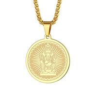 Collar de acero inoxidable 316L para hombre con mitología india hindú Dios Señor Ganesha para hombres y mujeres Protección Guardian Medallón Oculto Joyería Talismán Amuletos Regalos, Acero inoxidable