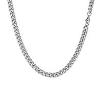 Collar de Acero Inoxidable para Hombres Collar Maciza de 50cm, Cadena Reforzada Hecha a Mano, 6mm Collar Cuello de Cadenas Cubanas Hombres Mujeres, Color Plateado, Cadena Acero Inoxidable