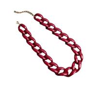Collar de acrílico: Collar de acrílico Fluorescente de Moda versátil, Collar Colorido de Verano, Cadena de clavícula Ajustable, Regalo para Novias y Esposas, Rojo Vino, Talla única