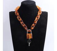 Collar de acrílico, Collar de Bloqueo de Moda Creativo, Cadena de clavícula con Bloqueo de acrílico, Collar Personalizado de fotografía callejera de Moda, 1 PC, Naranja, Talla única