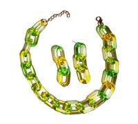 Collar de acrílico, Color de Personalidad de Moda, Collar de Dos Colores, Color acrílico, Collar de Color gelatina Brillante, joyería de Verano, Verde, Talla única