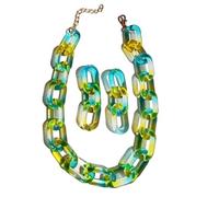 Collar de acrílico, Color de Personalidad de Moda, Collar de Dos Colores, Color acrílico, Collar de Color gelatina Brillante, joyería de Verano, Azul, Talla única