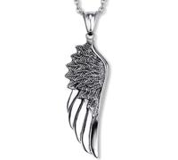 Collar de ala de ángel de zamak - Dos modelos disponibles - Colgante de 5,6 o 6,1 cm - Cadena 55 cm - Simbólico y espiritual, XL, Metal, No es una piedra preciosa