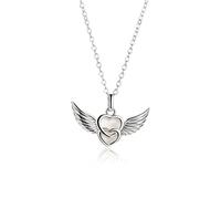 Collar de alas de ángel de plata esterlina 925 con corazón colgante para las mujeres,corazones collar de amor cadenas de amistad regalos para bebé niños niñas mujer hija bautizo comunión Cumpleaños