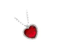 Collar de aleación para mujer, portátil, con diamantes de imitación, decorativo, galvanizado, no se decolora, colgante para banquete, regalo de cumpleaños, color rojo