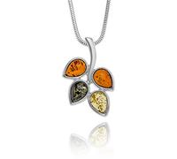 Collar De Ámbar Con Colgante De Hoja En Plata De Ley Producción Sostenible