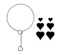 Collar De Amor y Pendientes, Estilo Punk Retro, Anillo De Corazón, Largo y Lariat, Gargantilla Ajustable, Accesorios Hip Hop