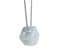 Collar de Amuleto de Dados de la Suerte de jadeíta Natural, Colgante de Jade de Jugador Tallado a Mano, Colgante de Plata