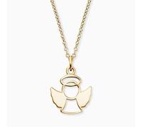 Collar de ángel de corazón para niña de plata de ley y un colgante de ángel dorado, cierre de mosquetón, longitud ajustable, sin níquel, 42, Plata esterlina, No es una piedra preciosa