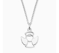 Collar de ángel de corazón para niña de plata de ley y un colgante de ángel plateado, cierre de mosquetón, longitud ajustable, sin níquel, 42, Plata esterlina, No es una piedra preciosa