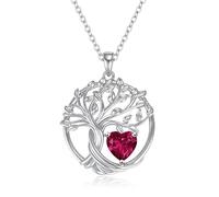 Collar de Árbol de la Vida para Mujer 925 Plata de Ley Colgante de Árbol de la Vida Cadena de Corazón Piedra de Nacimiento Personalizada Joyería Regalo para Niña, Madre, Hija, Hermana, Amiga