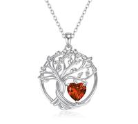 Collar de Árbol de la Vida para Mujer 925 Plata de Ley Colgante de Árbol de la Vida Cadena de Corazón Piedra de Nacimiento Personalizada Joyería para Regalo para Niña, Madre, Hija, Hermana, Amiga