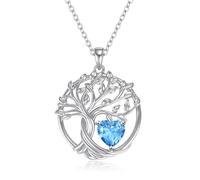 Collar de árbol de la vida para mujer, plata de ley 925, colgante de árbol de la vida, cadena de corazón, piedra de nacimiento, joya personalizada, regalo para niñas, madre, hija, hermana, novia