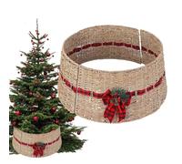 Collar De Árbol De Navidad | Decoración De Granja De Mimbre De 61 Cm, Falda De Árbol A Cuadros, Decoración De Vacaciones Rústica, Exposición Estacional De Invierno, Porche, Casa, Patio, Salón