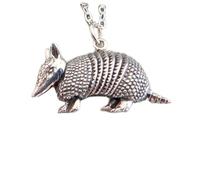 Collar de armadillo en plata de ley 925, pequeño amuleto de caparazón blindado, tótem animal espiritual, colgante de naturaleza desértica, joyería pequeña y delicada para uso diario | Con cadena de