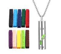 Collar de aromaterapia,Collar aromático | Collar de aceite de esencia de acero portátil | Collar con botella de perfume, collar difusor para mujer con 10 almohadillas de fieltro para una relajación ca