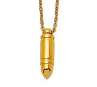 Collar de bala chapado en acero inoxidable amarillo pulido de 7 mm, 56 cm, regalo de joyería para mamá, talla única, Metal Acero inoxidable, No es una piedra preciosa