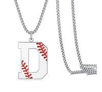Collar de béisbol para hombres y niños, con letra inicial de la A a la Z, colgante de joyería de béisbol, regalos para niños, novio, entrenador, papá, Aleación de zinc, Sin gemas.