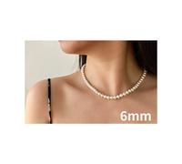 Collar de boda de temperamento clásico de joyería de plata 925 (6 mm) de 4-10 mm de perla de concha color crema