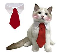 Collar de boda para mascotas, pajarita para gato, perro, atuendo formal, collar blanco para cachorro, corbatas para perro, disfraz de esmoquin para gatos, gatitos, perros pequeños (rojo, pequeño)