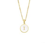 Collar de borla de aleación con colgante redondo del alfabeto inglés para mujer, cadena ligera en capas para uso diario (I)