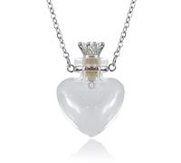 Collar de botella de vial de corazón transparente para cadena de acero para hacer un deseo de sangre para mujer