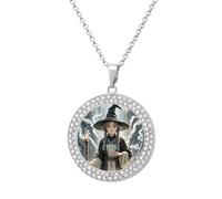 Collar de brujería mágica con diamantes bohemios para mujer, novia, mamá, cadena de cable de 20 pulgadas, collar con colgante redondo, conmemorativo, pareja, amistad, cumpleaños, aniversario, boda