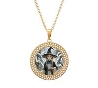 Collar de brujería mágica con diamantes bohemios para mujer, novia, mamá, cadena de cable de 20 pulgadas, collar con colgante redondo, conmemorativo, pareja, amistad, cumpleaños, aniversario, boda