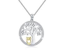 Collar de Búho del Árbol de la Vida para Mujer - Plata de Ley 925 - Joyería y Regalos para Mamá, Mujeres y Niñas Amantes de los Búhos