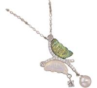 Collar de Butación para Mujer, Péndulo de Cristales de Escarlata y Zafiro en Gradiente, Cuello de Butación para Parejas, Anillo de Choker para Mujer, Anillo de Zafiros Azul y Rosa