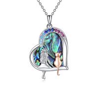 Collar de caballo, collar de lobo y niña, collar de panda y caballo, collar de dragón y unicornio, plata de ley, corazón de amor, cumpleaños, Navidad, regalos para mujeres, adolescentes y niñas, Acero