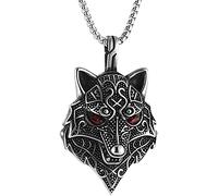Collar de Cabeza de Lobo Vikingo-Norse Fenrir Nordic Viking Amuleto Colgante Colgante(A)
