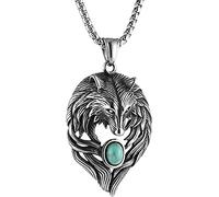 Collar de Cabeza de Lobo Vikingo-Norse Fenrir Nordic Viking Amuleto Colgante Colgante(B)