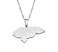 Collar de cadena ajustable con colgante de mapa de Honduras con diseño de mapa hondureño, 60cm Thin Chain, Cobre, ágata