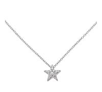 Collar De Cadena Ancla, Estrellita Con 16 Diamantes, 585 Oro Blanco