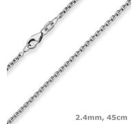 Collar De Cadena Anclada Redonda De 2,4Mm De Plata 925 Rodiada De 45Cm Con Ojal