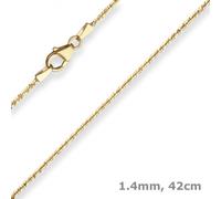Collar De Cadena Criss-Cross De 1,4Mm De Oro 585 Oro Amarillo 42Cm