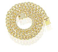 Collar de cadena cubana con diamantes para hombre, cadena cubana Miami de 13 mm, chapado en oro y plata, joyería de hip hop, regalo para hombre, collar de diamantes para hombre, con caja de regalo