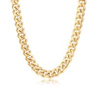 Collar de cadena cubana de oro y plata de 9 mm/15 mm, 20-24 pulgadas, chapado en oro y plata PVD - Bling King London, 15mm 24-Inch, Latón, No es una piedra preciosa