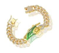 Collar de cadena cubana helada para hombres, con pulsera de Jesús, cadena cubana de Miami de collar o pulsera de diamantes, joyería de hip hop de plata chapada en oro, regalo para hombres