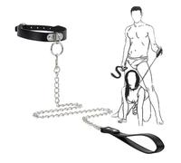 Collar de cadena de acero inoxidable de cuero negro para mascotas, un regalo original para hombres y mujeres