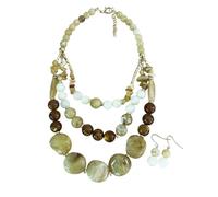Collar de cadena de clavícula ajustable con aretes a juego, cuentas acrílicas multicolor para atuendo moderno, par de collar y aretes elegantes, talla única, como se describe, como se describe