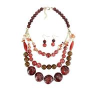 Collar de cadena de clavícula ajustable con aretes a juego, cuentas acrílicas multicolor para atuendo moderno, par de collar y aretes elegantes, talla única, como se describe, como se describe