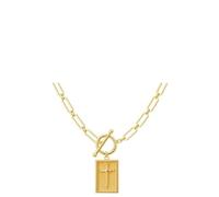 Collar de cadena de clip con colgante de cruz de oro de 14 quilates, resistente al agua y a la decoloración, resistente al sudor, elegante joyería diaria, talla única, Metal, No es una piedra preciosa