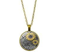 Collar de cadena de cristal vintage con diseño de girasol You Are My Sunshine, collar con colgante de aleación de vidrio, diseño práctico y duradero