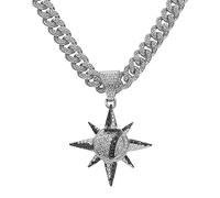 Collar de cadena de eslabones cubanos, colgante de sol, número 7, gargantilla de clavícula, cadena de hip hop, para mujeres y niñas, collar con colgante de sol dorado para mujer, talla única, como se
