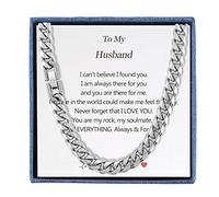 Collar de cadena de eslabones cubanos para hombre, regalo de papá, hijo, hermano, marido, novio a mi hombre, acero inoxidable plateado, para abuelos, cumpleaños, Navidad, aniversario, joyería con
