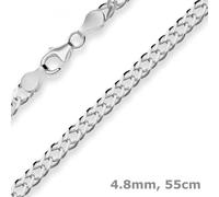Collar De Cadena De Eslabones Dobles De 4,8Mm De 925 Plata Rodinada 55Cm